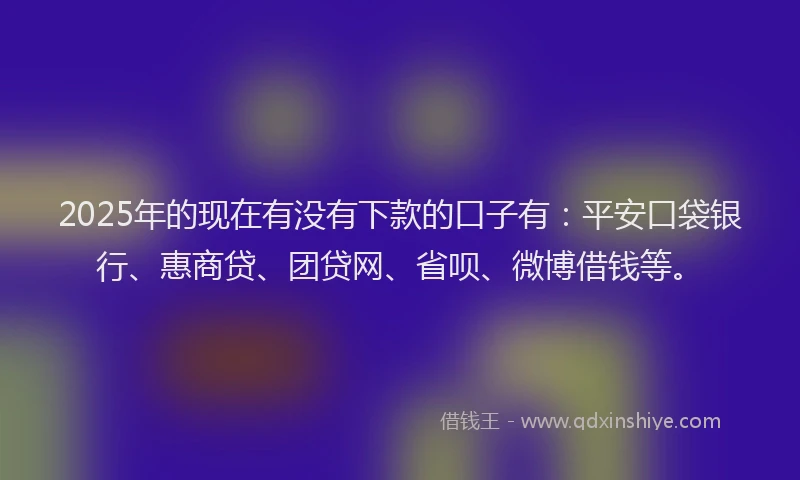2025年的现在有没有下款的口子有：平安口袋银行、惠商贷、团贷网、省呗、微博借钱等。