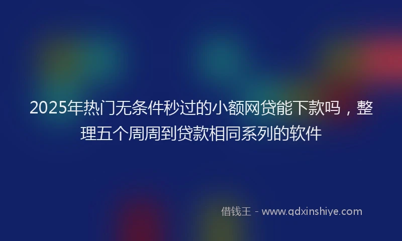 2025年热门无条件秒过的小额网贷能下款吗，整理五个周周到贷款相同系列的软件