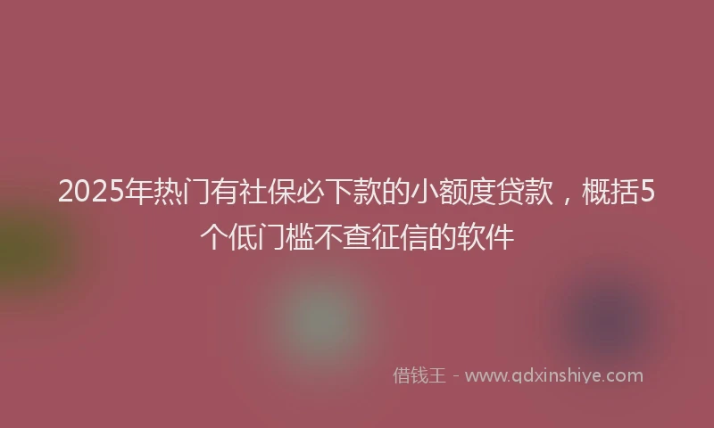 2025年热门有社保必下款的小额度贷款，概括5个低门槛不查征信的软件