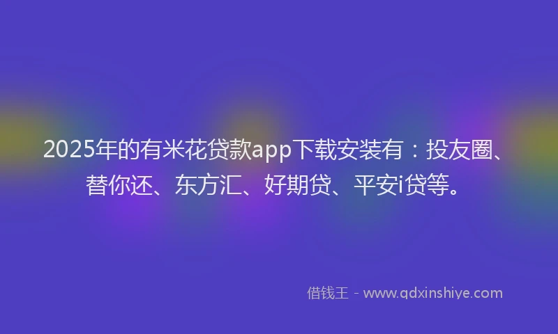 2025年的有米花贷款app下载安装有：投友圈、替你还、东方汇、好期贷、平安i贷等。