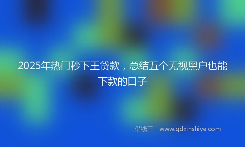 2025年热门秒下王贷款，总结五个无视黑户也能下款的口子