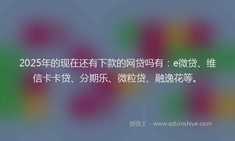 2025年的现在还有下款的网贷吗有：e微贷、维信卡卡贷、分期乐、微粒贷、融逸花等。