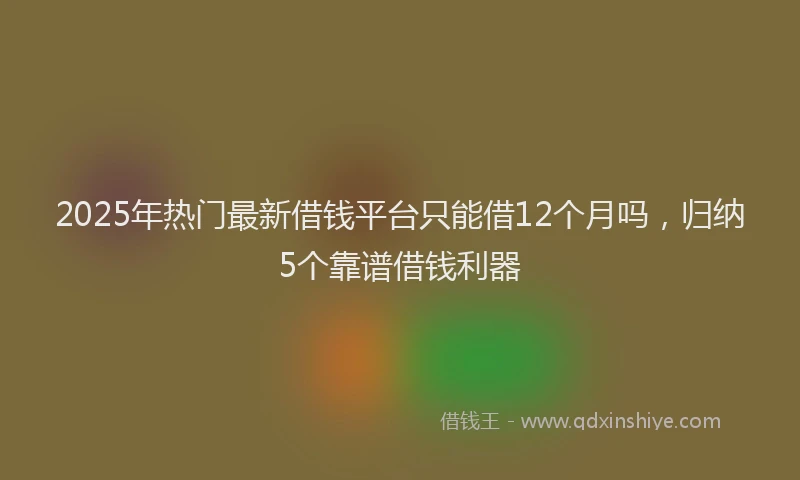 2025年热门最新借钱平台只能借12个月吗，归纳5个靠谱借钱利器