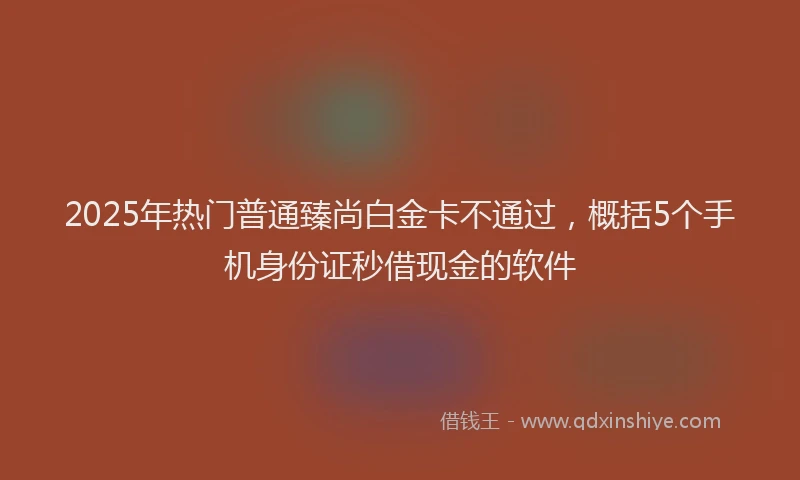 2025年热门普通臻尚白金卡不通过，概括5个手机身份证秒借现金的软件