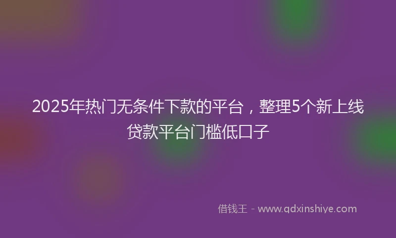 2025年热门无条件下款的平台，整理5个新上线贷款平台门槛低口子