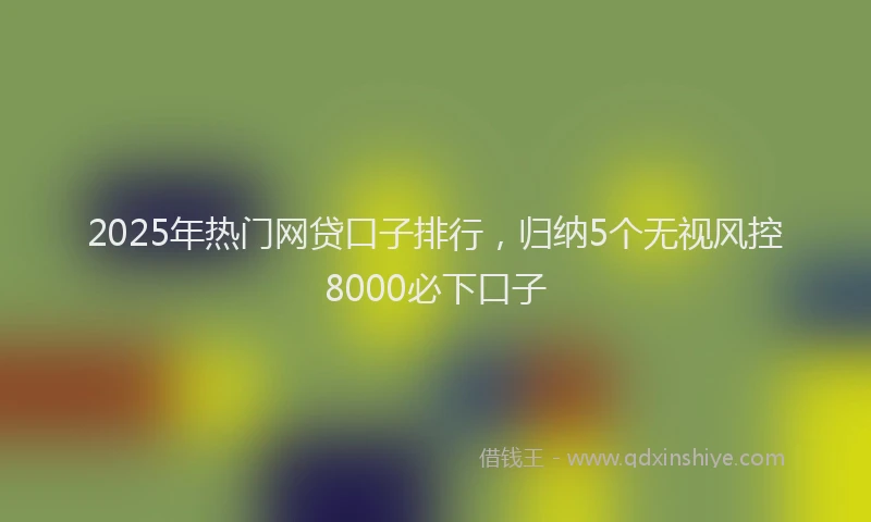 2025年热门网贷口子排行，归纳5个无视风控8000必下口子