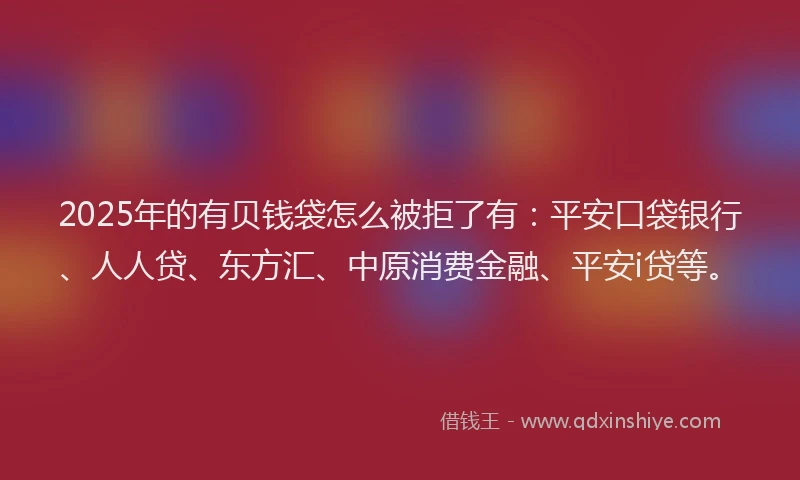 2025年的有贝钱袋怎么被拒了有：平安口袋银行、人人贷、东方汇、中原消费金融、平安i贷等。