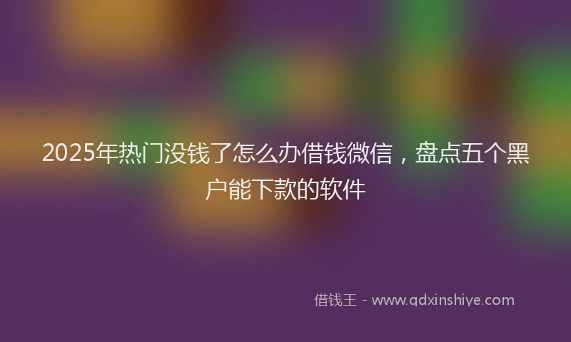 2025年热门没钱了怎么办借钱微信，盘点五个黑户能下款的软件