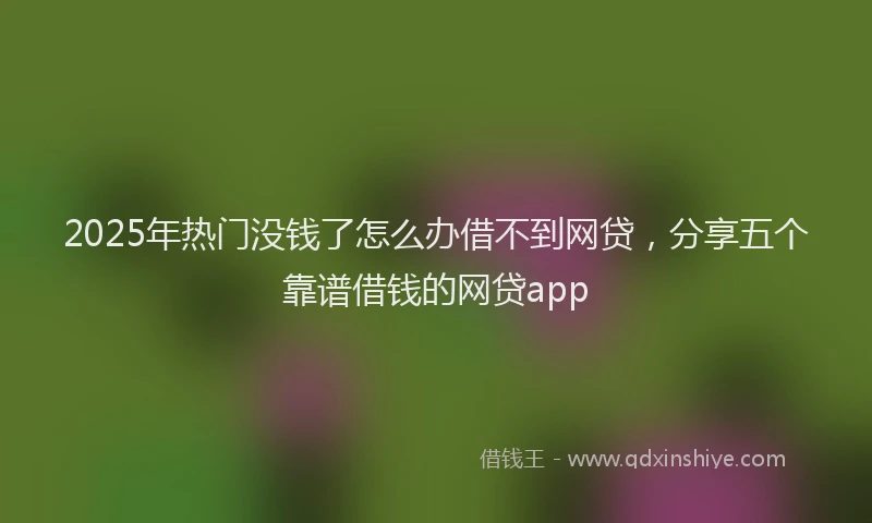 2025年热门没钱了怎么办借不到网贷，分享五个靠谱借钱的网贷app