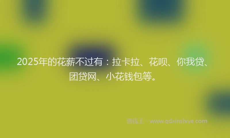 2025年的花薪不过有：拉卡拉、花呗、你我贷、团贷网、小花钱包等。