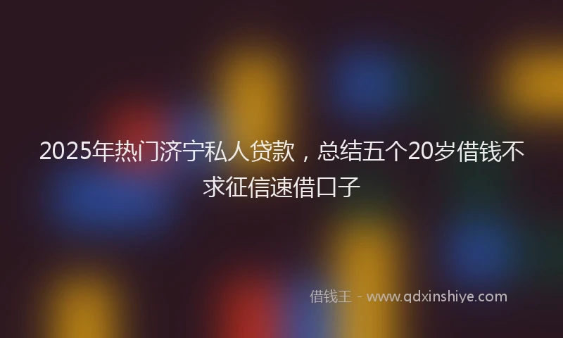 2025年热门济宁私人贷款，总结五个20岁借钱不求征信速借口子