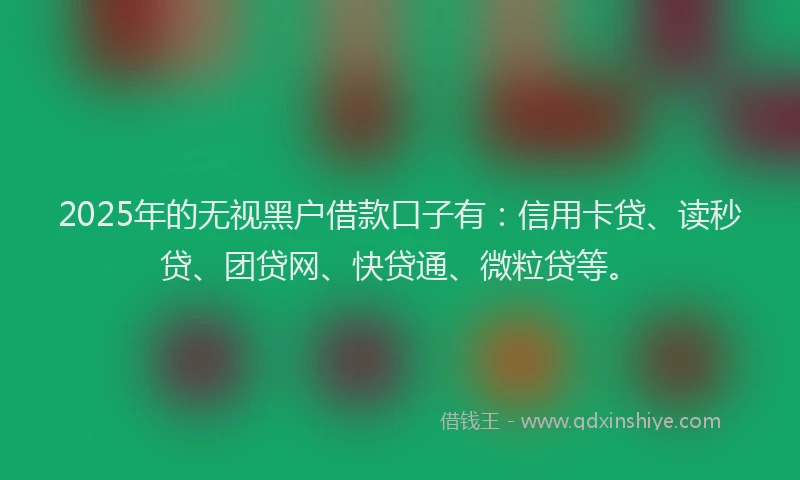 2025年的无视黑户借款口子有：信用卡贷、读秒贷、团贷网、快贷通、微粒贷等。