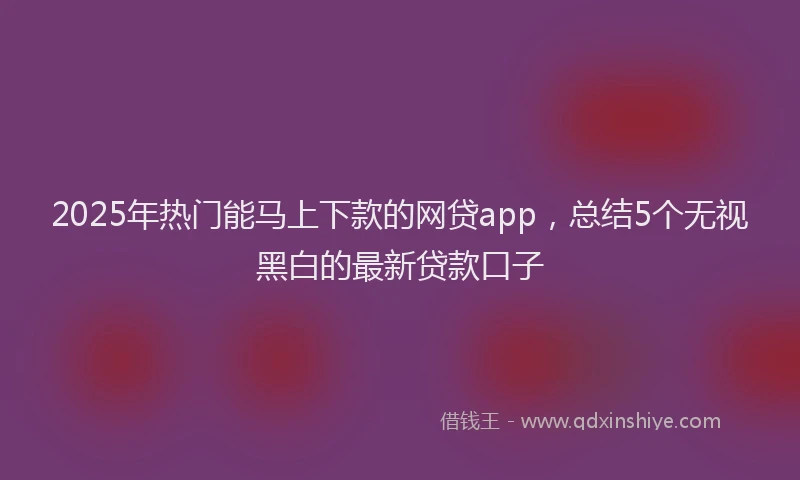 2025年热门能马上下款的网贷app，总结5个无视黑白的最新贷款口子
