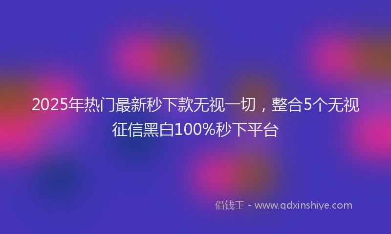 2025年热门最新秒下款无视一切，整合5个无视征信黑白100%秒下平台