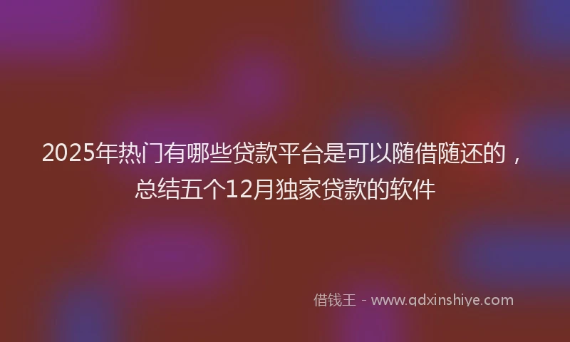 2025年热门有哪些贷款平台是可以随借随还的，总结五个12月独家贷款的软件