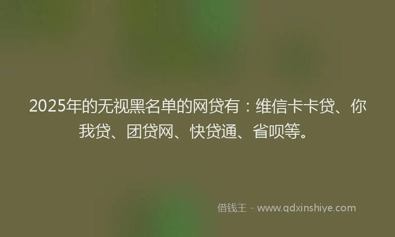 2025年的无视黑名单的网贷有：维信卡卡贷、你我贷、团贷网、快贷通、省呗等。