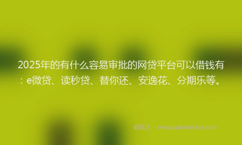 2025年的有什么容易审批的网贷平台可以借钱有：e微贷、读秒贷、替你还、安逸花、分期乐等。