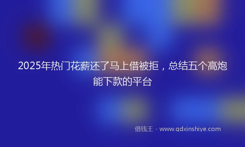2025年热门花薪还了马上借被拒，总结五个高炮能下款的平台
