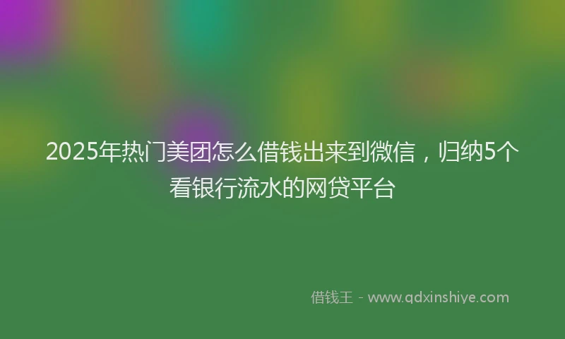 2025年热门美团怎么借钱出来到微信，归纳5个看银行流水的网贷平台