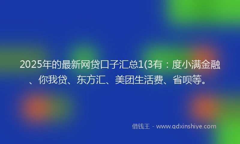 2025年的最新网贷口子汇总1(3有：度小满金融、你我贷、东方汇、美团生活费、省呗等。