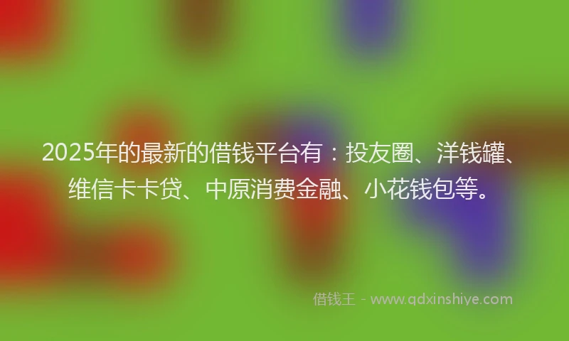 2025年的最新的借钱平台有：投友圈、洋钱罐、维信卡卡贷、中原消费金融、小花钱包等。