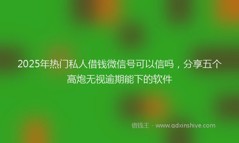 2025年热门私人借钱微信号可以信吗，分享五个高炮无视逾期能下的软件
