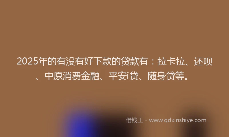 2025年的有没有好下款的贷款有：拉卡拉、还呗、中原消费金融、平安i贷、随身贷等。