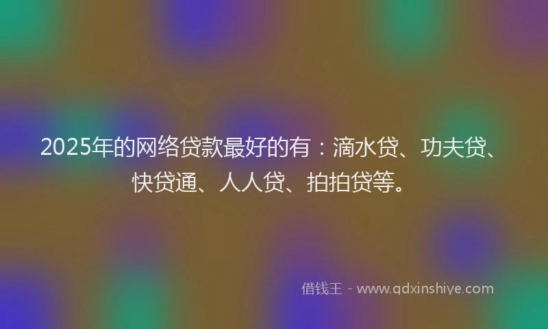 2025年的网络贷款最好的有：滴水贷、功夫贷、快贷通、人人贷、拍拍贷等。