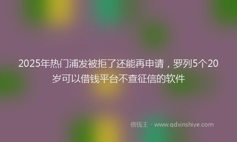 2025年热门浦发被拒了还能再申请，罗列5个20岁可以借钱平台不查征信的软件
