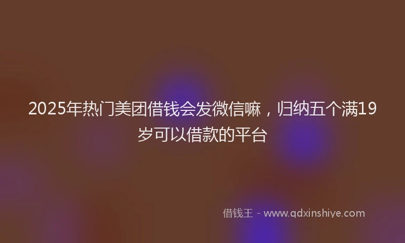 2025年热门美团借钱会发微信嘛，归纳五个满19岁可以借款的平台