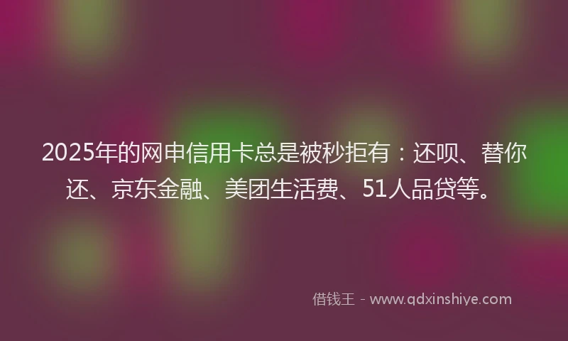 2025年的网申信用卡总是被秒拒有：还呗、替你还、京东金融、美团生活费、51人品贷等。