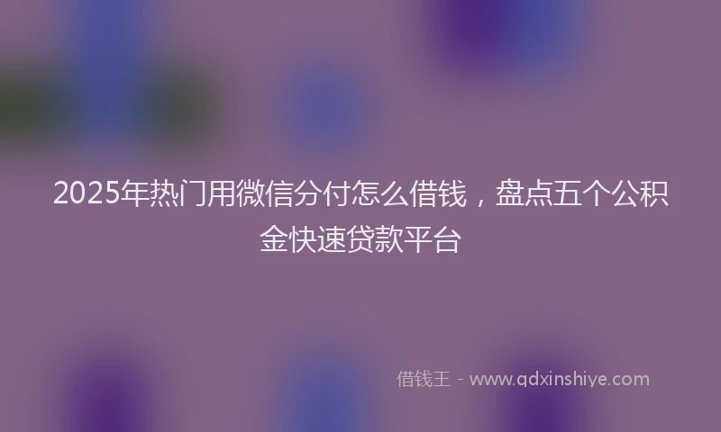 2025年热门用微信分付怎么借钱，盘点五个公积金快速贷款平台