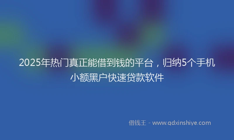 2025年热门真正能借到钱的平台，归纳5个手机小额黑户快速贷款软件