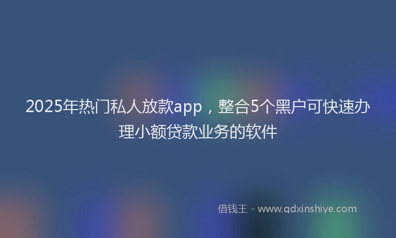 2025年热门私人放款app，整合5个黑户可快速办理小额贷款业务的软件
