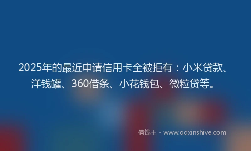 2025年的最近申请信用卡全被拒有：小米贷款、洋钱罐、360借条、小花钱包、微粒贷等。