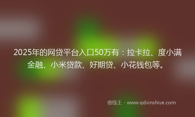 2025年的网贷平台入口50万有：拉卡拉、度小满金融、小米贷款、好期贷、小花钱包等。