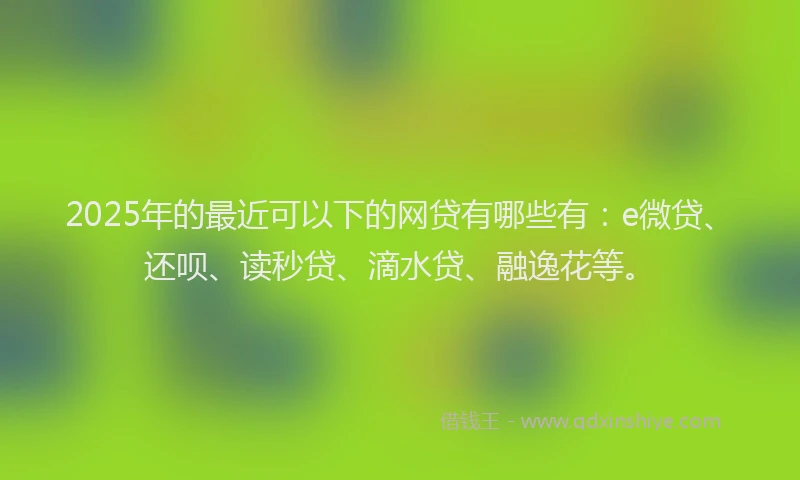 2025年的最近可以下的网贷有哪些有：e微贷、还呗、读秒贷、滴水贷、融逸花等。