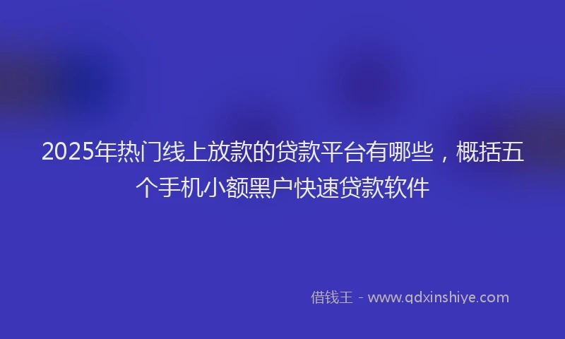 2025年热门线上放款的贷款平台有哪些，概括五个手机小额黑户快速贷款软件