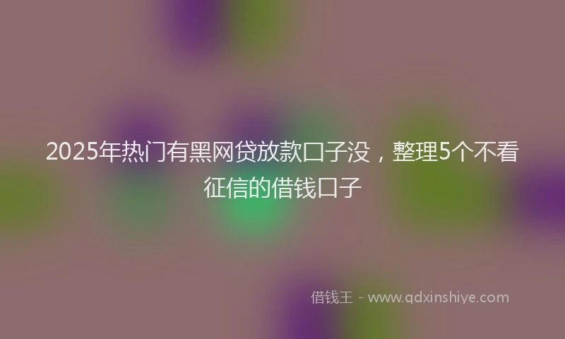 2025年热门有黑网贷放款囗子没，整理5个不看征信的借钱口子