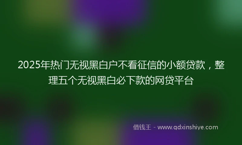 2025年热门无视黑白户不看征信的小额贷款，整理五个无视黑白必下款的网贷平台