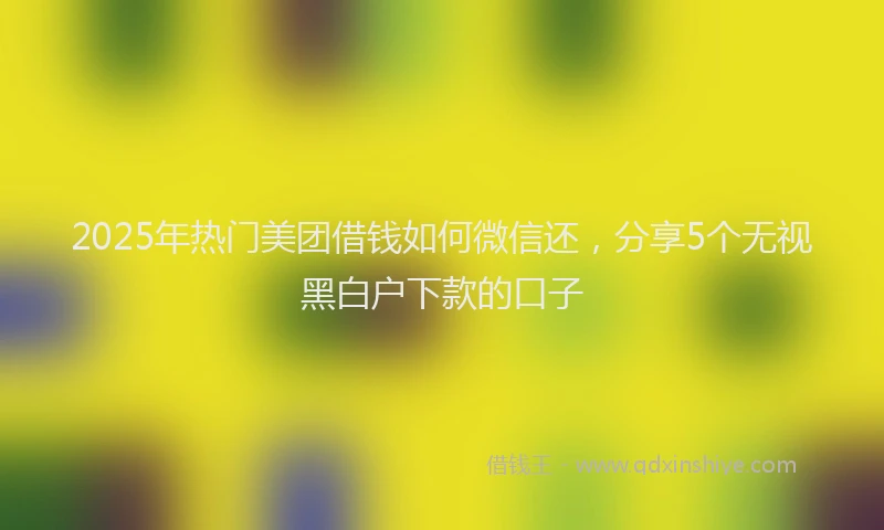 2025年热门美团借钱如何微信还，分享5个无视黑白户下款的口子