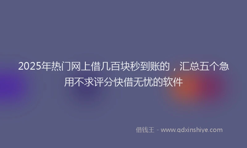2025年热门网上借几百块秒到账的，汇总五个急用不求评分快借无忧的软件