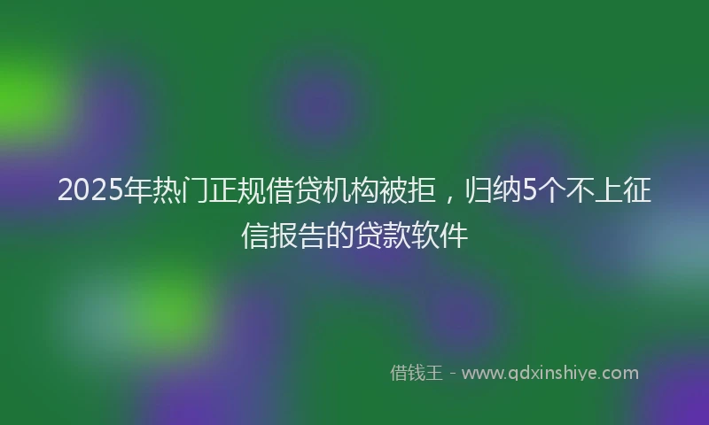 2025年热门正规借贷机构被拒，归纳5个不上征信报告的贷款软件