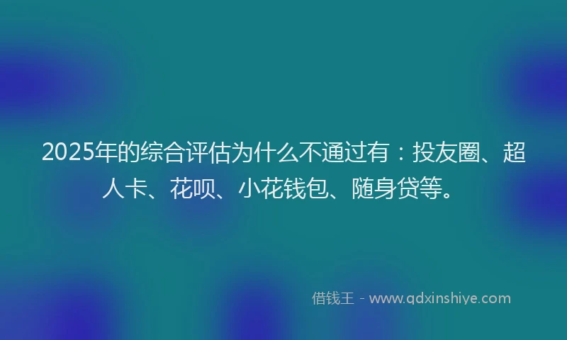 2025年的综合评估为什么不通过有：投友圈、超人卡、花呗、小花钱包、随身贷等。