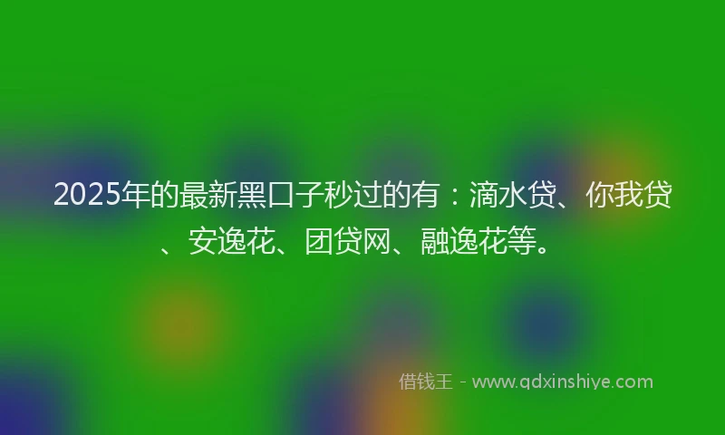 2025年的最新黑口子秒过的有：滴水贷、你我贷、安逸花、团贷网、融逸花等。