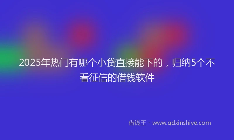 2025年热门有哪个小贷直接能下的，归纳5个不看征信的借钱软件