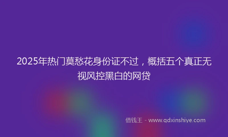 2025年热门莫愁花身份证不过，概括五个真正无视风控黑白的网贷