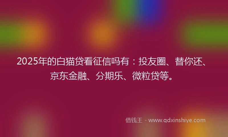 2025年的白猫贷看征信吗有：投友圈、替你还、京东金融、分期乐、微粒贷等。