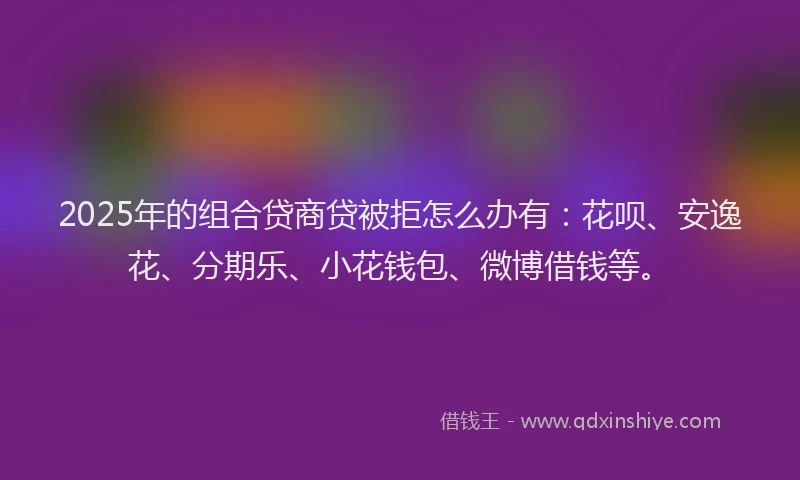 2025年的组合贷商贷被拒怎么办有：花呗、安逸花、分期乐、小花钱包、微博借钱等。