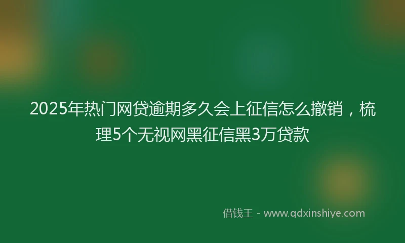 2025年热门网贷逾期多久会上征信怎么撤销，梳理5个无视网黑征信黑3万贷款